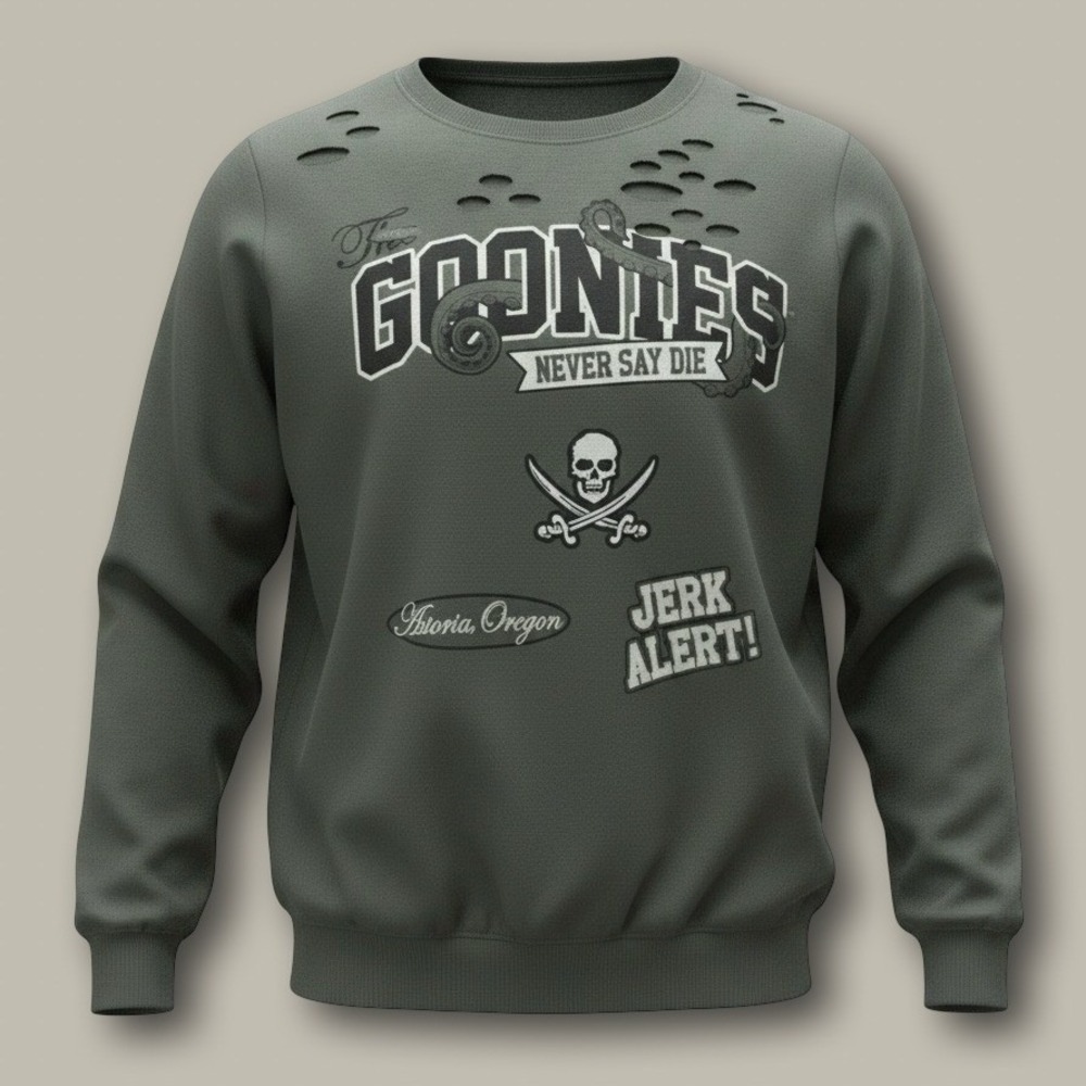 The Goonies Distressed Graphic Sweatshirt 2X Olive Green Never Say Die Retro